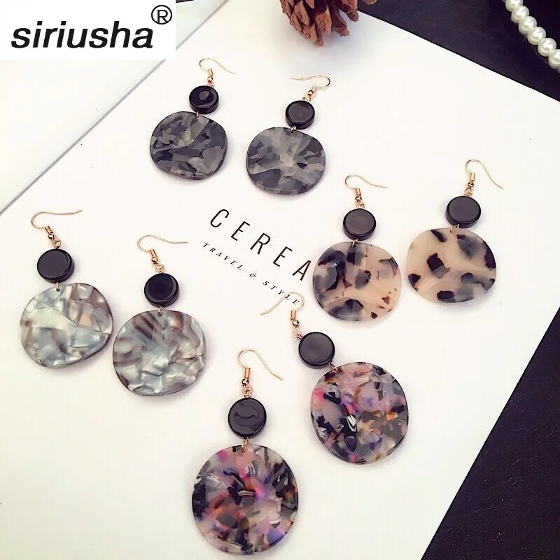 

Fashion versatile acrylic plate leopard pattern earrings Personality wave surface rupture pattern pendant ear jewelry Y888