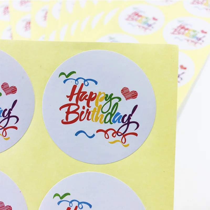 

100pcs/lot Rainbow 'Happy Birthday' Round Kraft Seal Sticker DIY Multifunction Gift Package Decoration Party Labels Scrapbooking