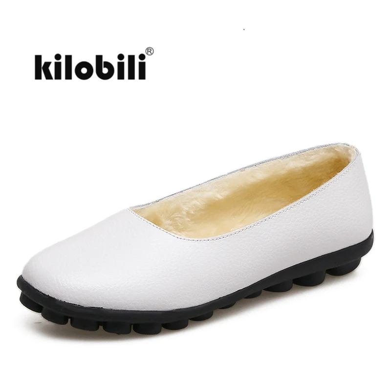 Женские меховые Мокасины kilobili черные лоферы из натуральной кожи с круглым носком