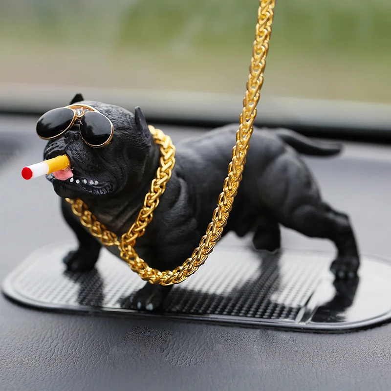 

Car Ornaments Creative Mini French Bulldog Socoal Bully Dog Decoration Home Auto Interior Imitation Dog Craft Decor Accessories