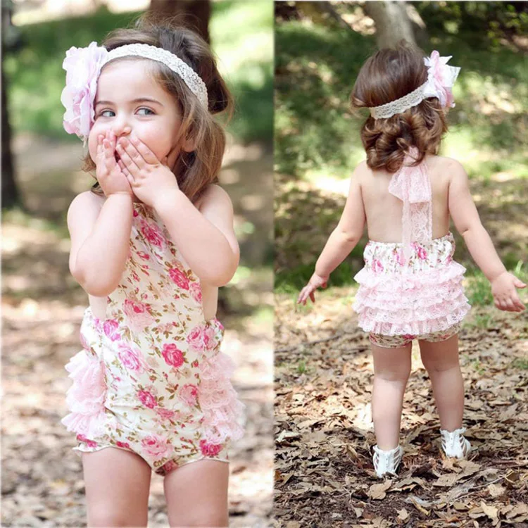 Lace Backless Infant Bodysuits Instock Wholesale Summer Pink Lively