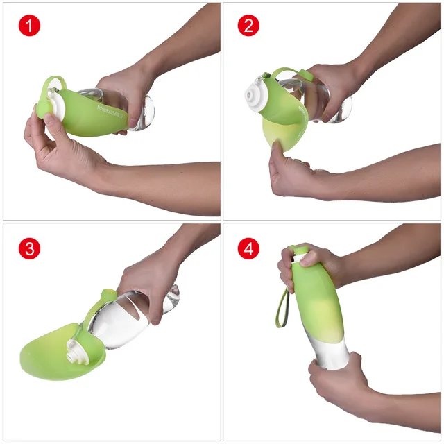 Petacc Practical Pet Drinking Bottle Multi-Functional Pet Outdoor Water Cup Portable Travel Pet Bottle With Leaf Pattern Design