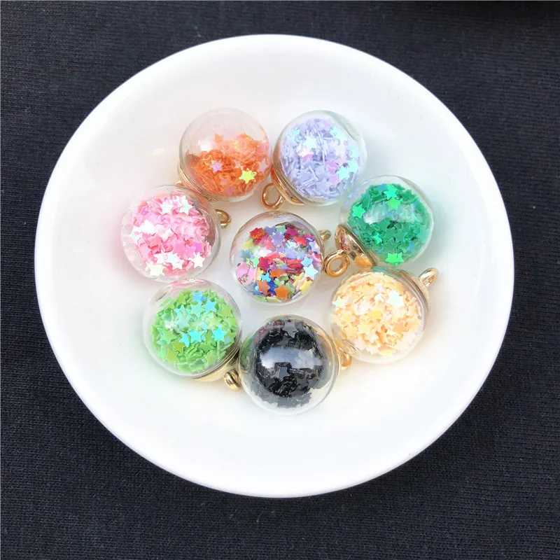 

10 pcs DIY hairpin jewelry accessories metal wish sand bottle crystal transparent glass ball beads sequin pendant pendant