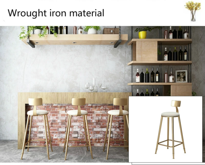 Nordic Style Iron Art Bar Chair Creative Multi-function Commercial High Stool with Backrest and Footrest Safe Coffee Shop Chair Nordic Style Iron Art Bar Chair Creative Multi-function Commercial High Stool with Backrest and Footrest Safe Coffee Shop Chair
