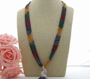 

N123002 28'' 4Strands Multi Color CZ Pendant Necklace