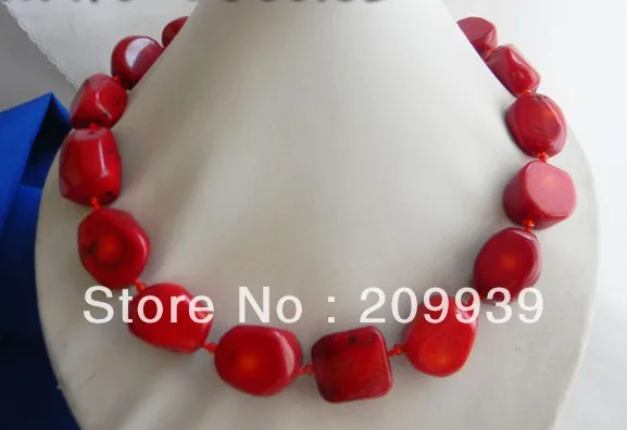 

huij 002627 19'' 18mmx25mm Massive Coral Crystal Necklace