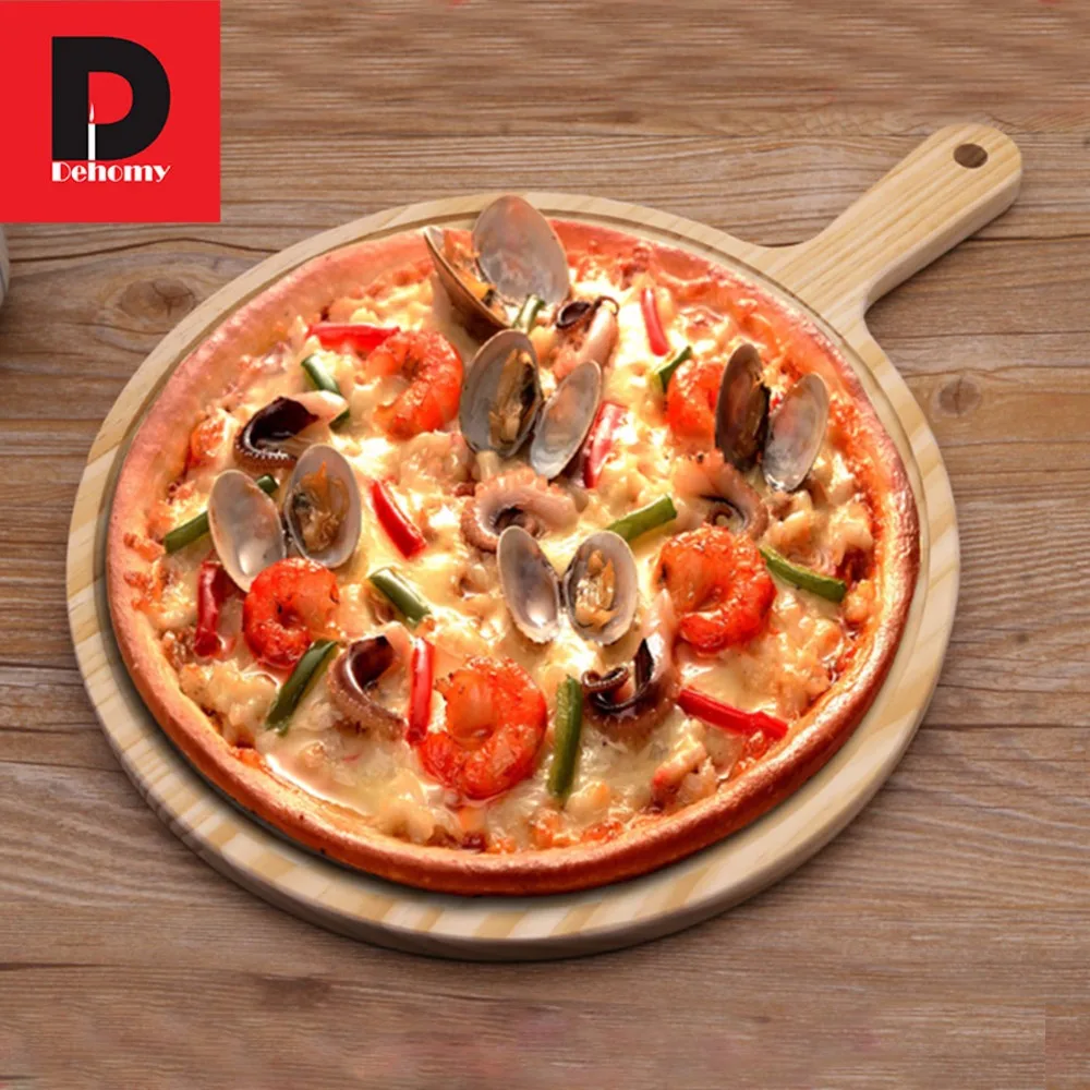 Buy Dehomy Wood Pizza Pan Tray Wooden Paddle Peel