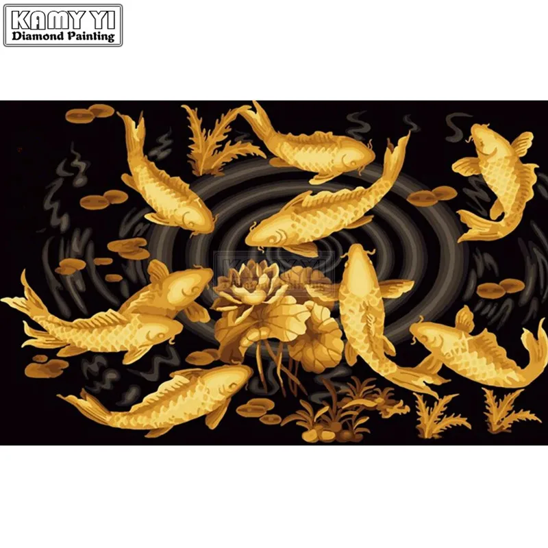 

Diamond painting 5D diy canvas home decor Coloring painting cuadros decoracion banksy Gold fish LK1