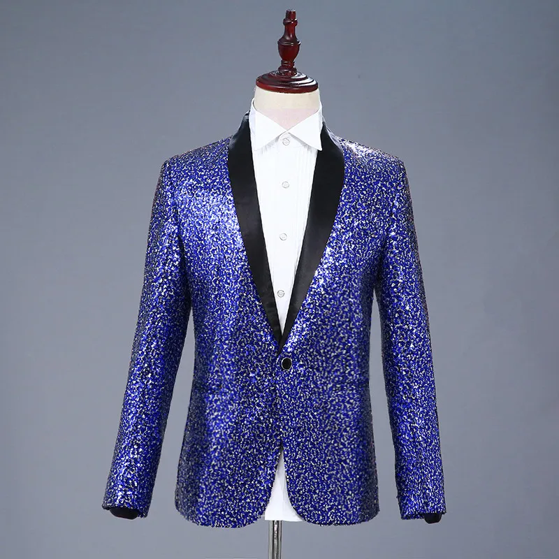 Blue Sequin Men Blazer Vetement Homme Blazer Hombre Wine Red Sequin