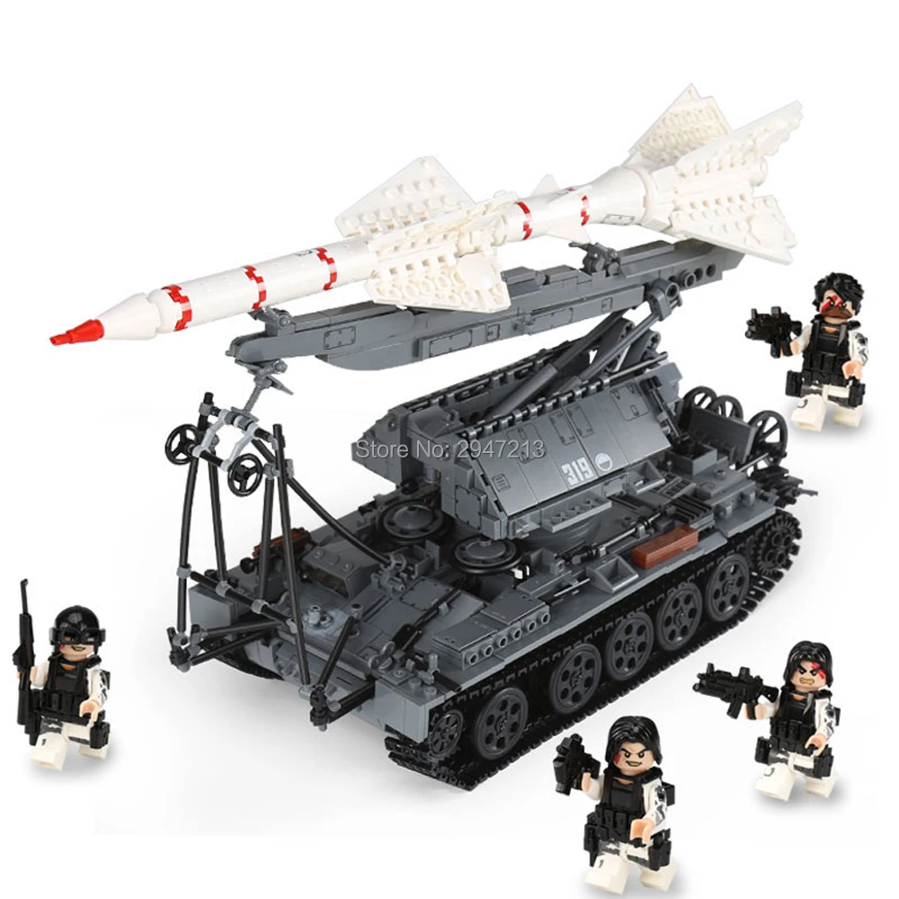 

LegoINGlys military WW2 army war SA-2 tank Tracking missile Launch vehicles Building Blocks mini soldier figures brick toys gift