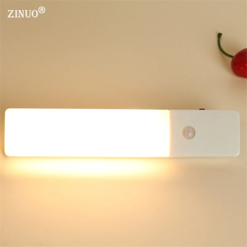 

ZINUO Mini LED Night Light Infrared PIR Motion Sensor Wall Lamp USB Rechargeable Cabinet Lamp for Bedroom Cabinet Kitchen Closet