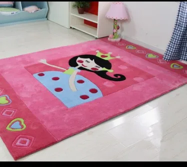 Мультфильм розовый ребенок настоящий ковер для девочек стены к стене ковровое покрытие 90x150 см