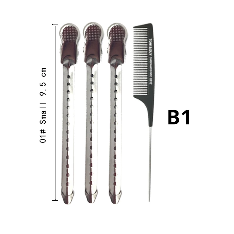 2 шт. Уход за волосами Инструменты для укладки Набор металлические зажимы для волос аллигатора с профессиональными антистатическими углеродными гребнями аксессуары для женщин - Цвет: B1 Set