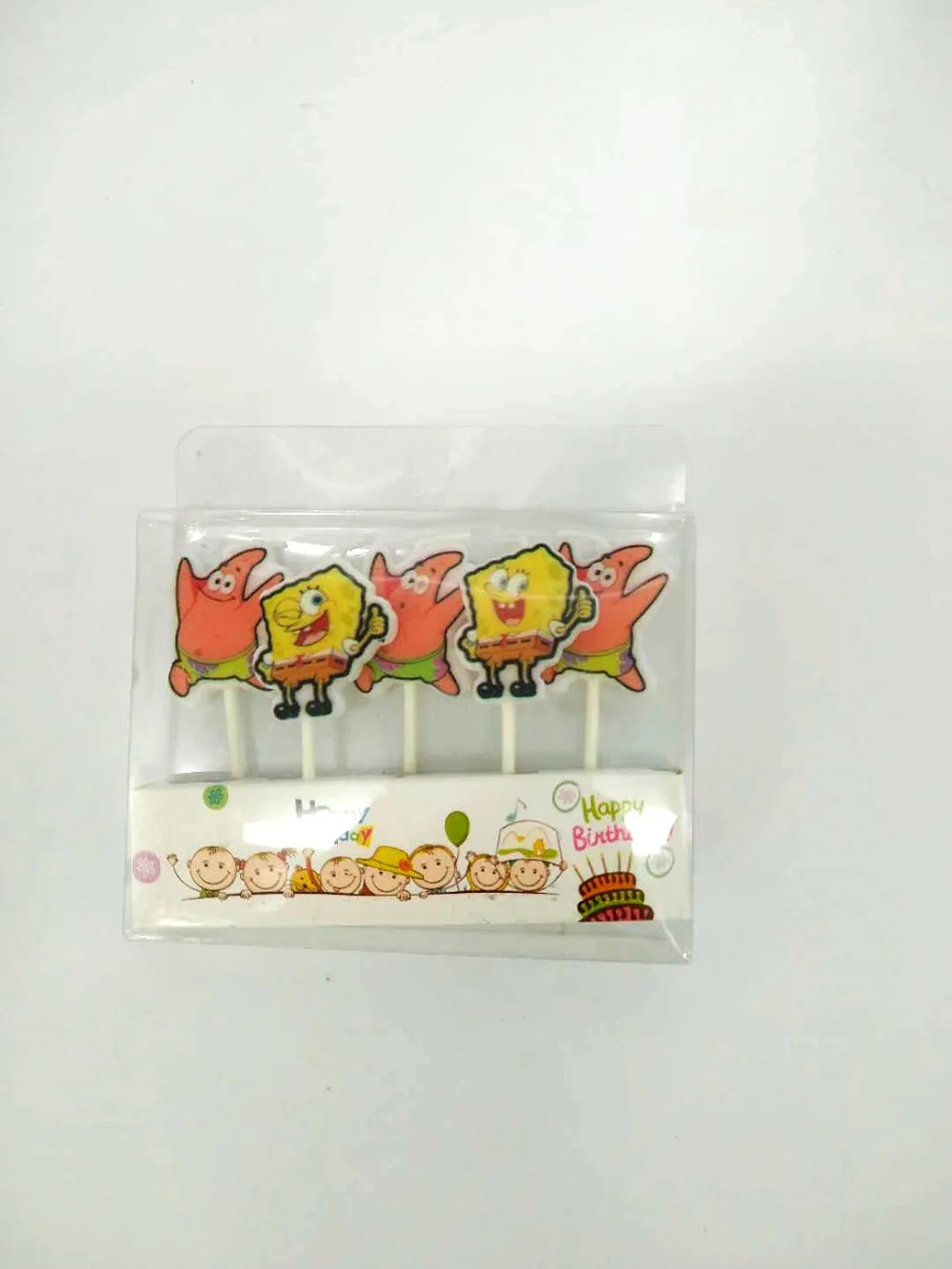 

spongebob squarepants birthday party decor lax cartoon cake toppers accessories candles/bougies 5pcs/set baby shower