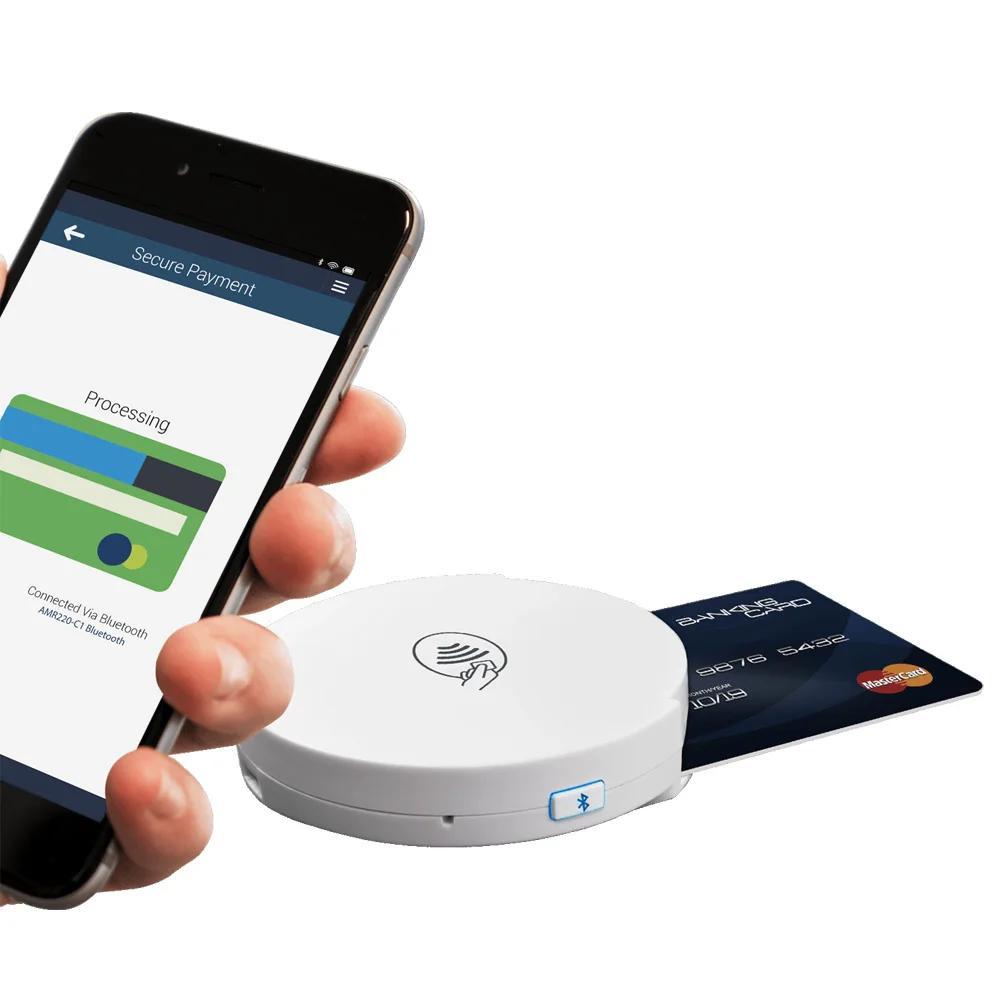 

2019 AMR220-C1 Secure Wireless Bluetooth mPOS NFC Dual reader writer support ISO7816 ISOI4443 NFC Cards for Mobile payment