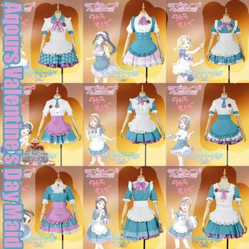 

Collection!Anime Love live Sunshine!! Aqours Valentine's Day Maid Dress Riko Kanan You Chika Cosplay costume NEW 2017 FREE SHIP