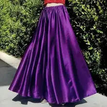 WBCTW Длинные атласные юбки фиолетовые качели Элегантные Осенние женские Jupe XXS-10XL плюс размер весна высокая эластичная талия вечерние юбки