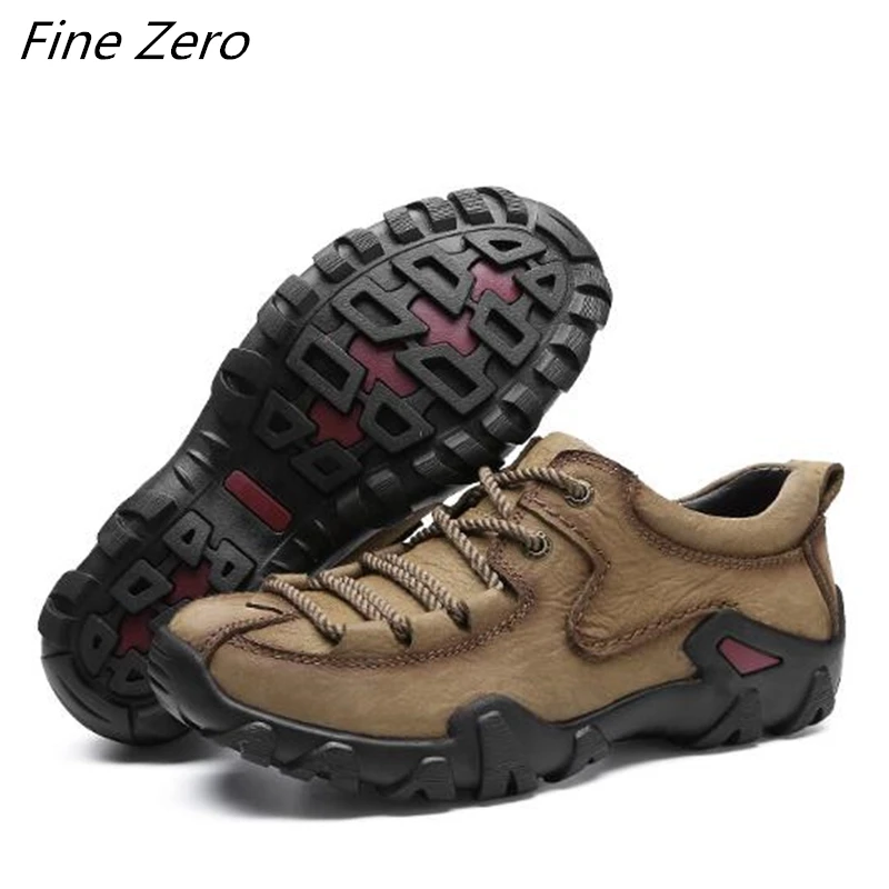 Men's Waterproof Hiking Shoes Travel Shoes Outdoor Non-slip Wear Hunting Sneakers Genuine Leather Trekking Climbing Sports Shoes