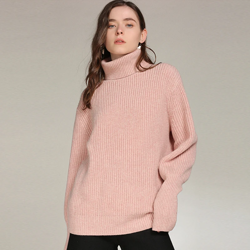 

100% Cashmere Sweater Women Thick Simple Design Turtleneck Long Sleeve 4 Colors Casual Solid Pullovers Knitwear 2018 New Fashion