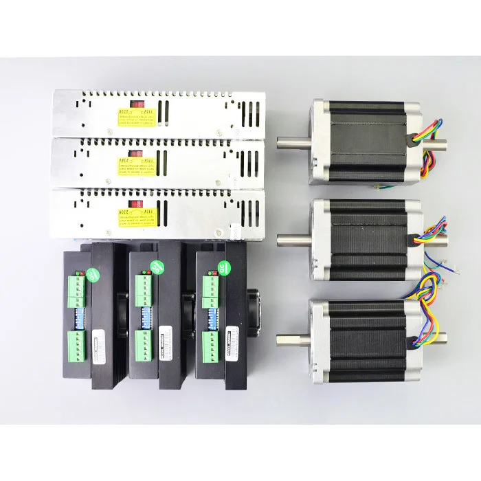 

3 Axis CNC Kit Nema 34 Stepper Motor 8.5Nm(1204oz.in) & MA860H Driver for CNC Router Dual Shaft stepper motor kit