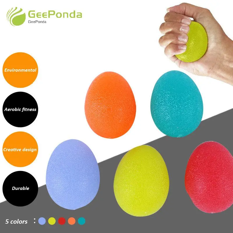 

GeePonda Silicone Egg Fitness Hand Expander Gripper Strengthener Forearm Wrist Finger Exerciser Trainer Stress Relief Power Ball