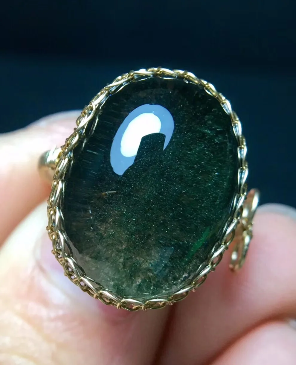 Natural Green Phantom Quartz Crystal Ring (5)