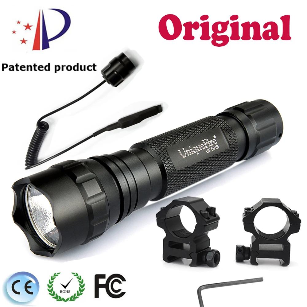 

Original Brand Flashllight UF-501B XML LED Flashlight 1200Lumne Hight-Light Flashlight+Tail Switch+UF-3025 Barrel Mount