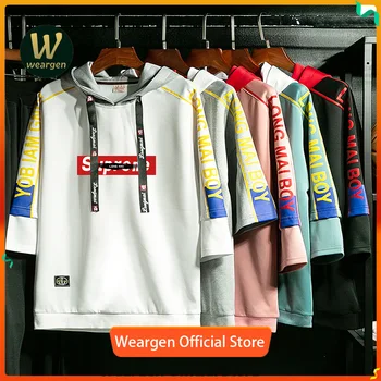 

Sweatshirts Men's Short Sleeve Casual Sweatshirt Hoodies Top Blouse Tracksuits Mens Pullovers WY361