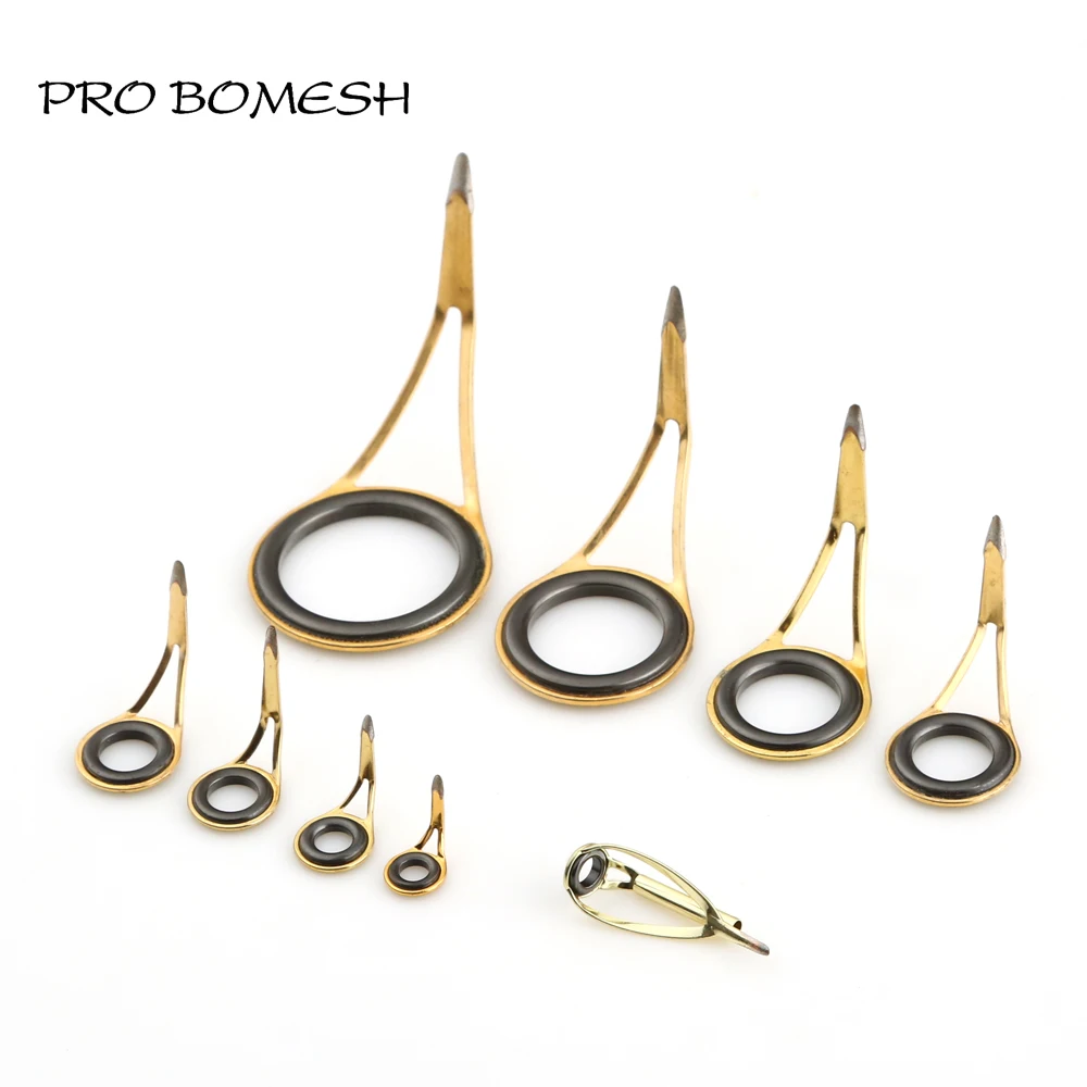Pro Bomesh, 18,1 г, 9 шт./комплект, Золотое спиннинговое удилище, набор направляющих, набор из нержавеющей стали, направляющие, сделай сам, рыболовные направляющие, аксессуары