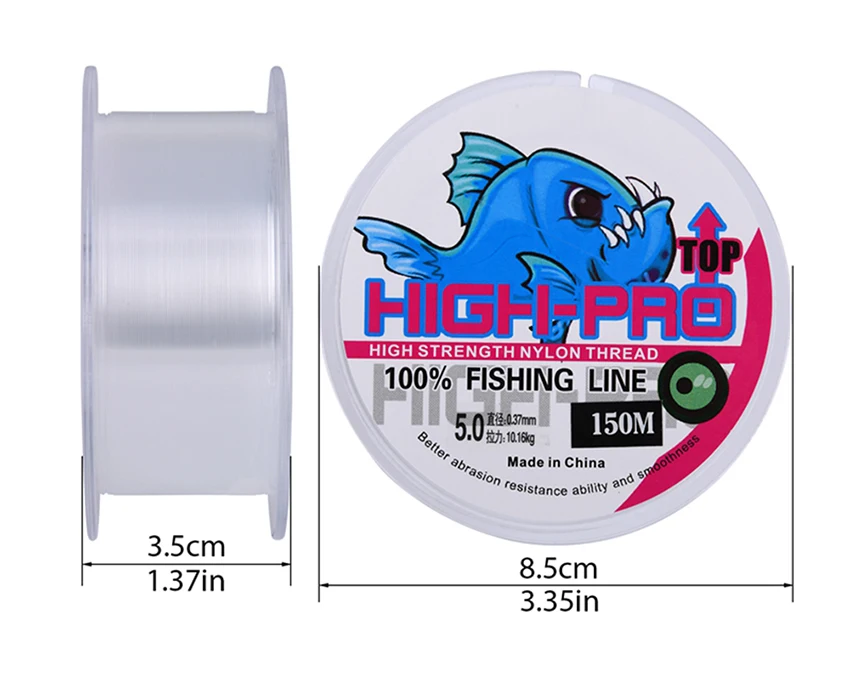 Goture HIGH-PRO Fishing Line Nylon 150M TRANSPARENT Monofilament Super Strong Lines For Carp Fishing 9-22LB