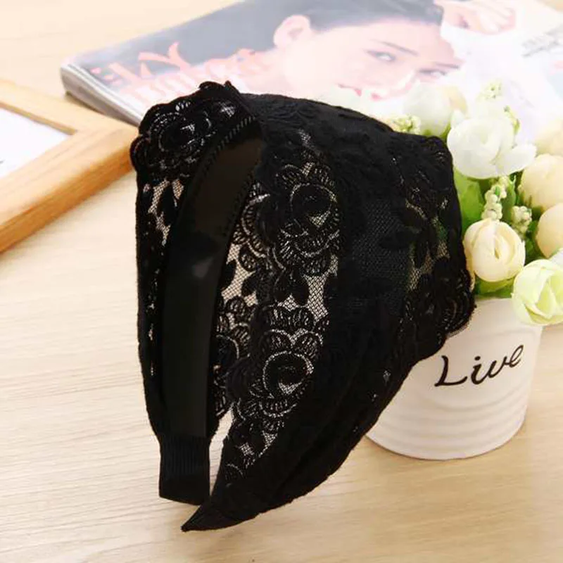 

New Ladies Lace Headwear Hair Accessories For Girls Simple Super Wide-brimmed Hollow Hairband Headband Hair Band For Women