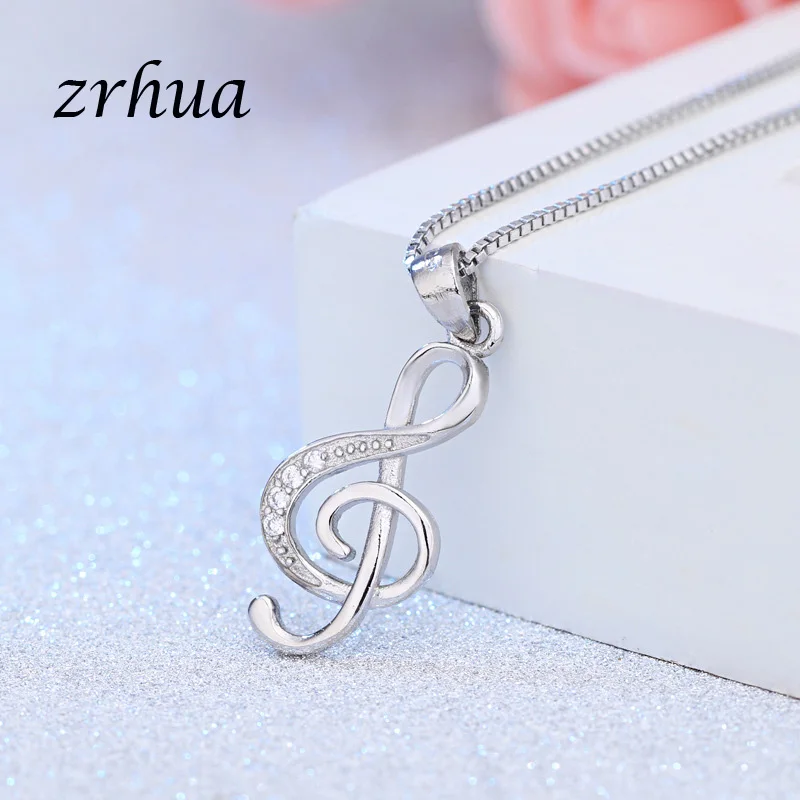 ZRHUA серебряный цвет ювелирные изделия AAA Цирконий Музыка Подвеска Ожерелье для