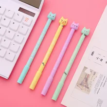 48 шт./упак. черные чернила креативный милый мультфильм карамельный Цвет гелевая ручка с фигуркой котенка унисекс ручка на водных чернилах авторучка канцелярские принадлежности, подарок