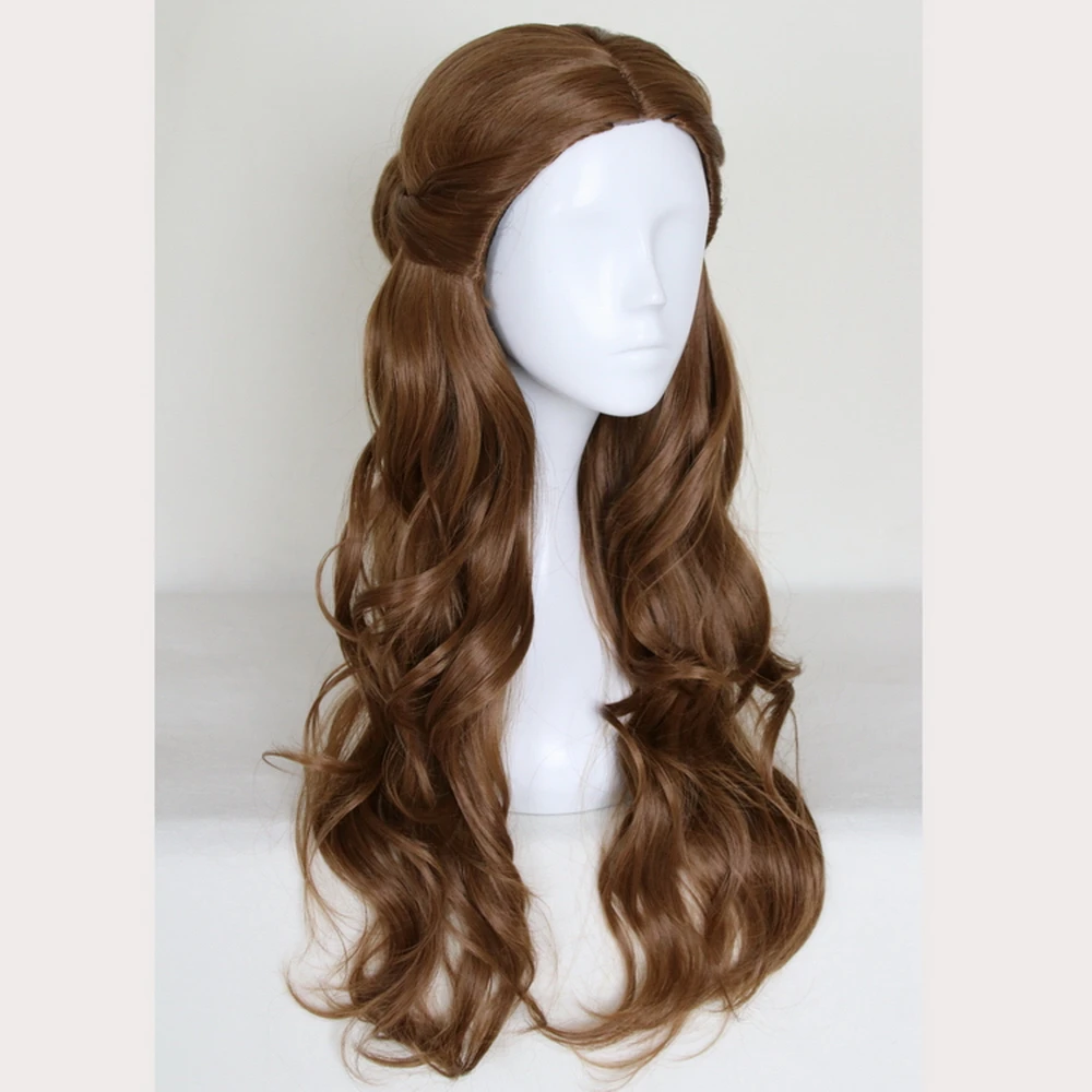 Beauty and the Beast Princess Bella wig Cosplay Costume Women Long Wavy Brown Synthetic Hair Halloween Party Role Play wigs