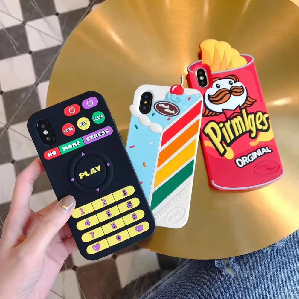 

Strawberry Jam Potato Chips Cake Remote Control Silicone Case Cover For iPhone XS Max XR X 6 6S 7 8 Plus