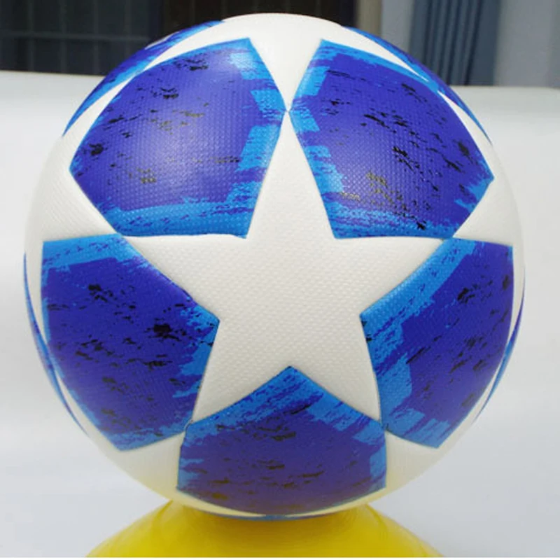 

Size 5 Football Soccer Ball PU Granule Slip-Resistant Seamless Blue Match Champion Training Ball Equipment Soft Touch Kids Gift