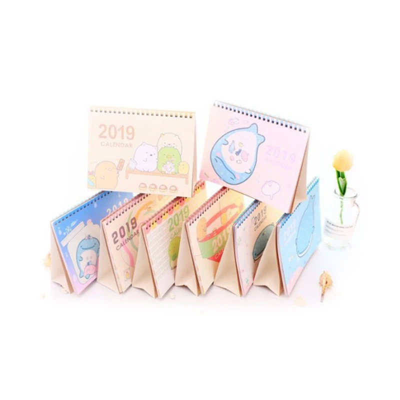 

2018-2019 Cute Cartoon Sumikko Gurashi Whale Standing Desk Calendar Desktop To Do List Daily Planner Book Japanese stationery