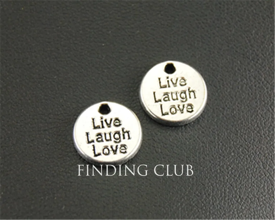 30 個シルバーカラーミニlive laugh loveラウンド手紙チャーム 