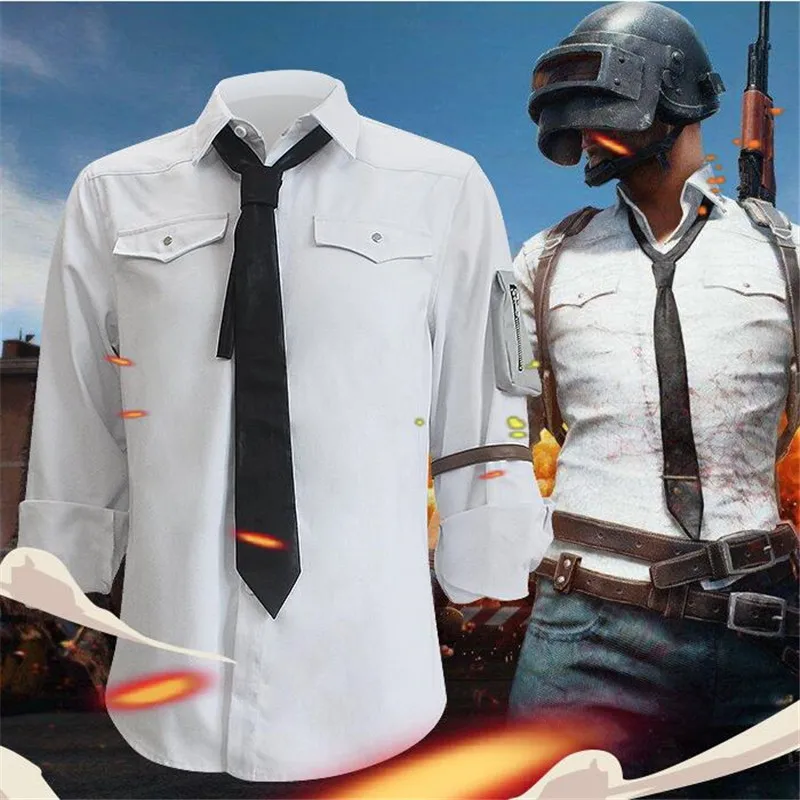  Game PUBG Playerunknown's Battlegrounds Cosplay Costumes White Shirts Man Woman Same Style Clothing