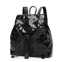 Hot Sale Black Laser Backpack Women Bao Geometric Shoulder Bag Student's School Bag Hologram Quilted Fold Over backpack mochilas цена Hot Sale Black Laser Backpack Women Bao Geometric Shoulder Bag Student's School Bag Hologram Quilted Fold Over backpack mochilas цены онлайн