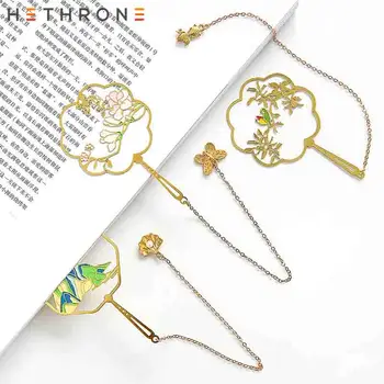 

Hethrone Vintage Bookmark Metal fan Design Of Bookmarks Kawaii Pendant Bookmarks For Book recording Office Gift Stationery