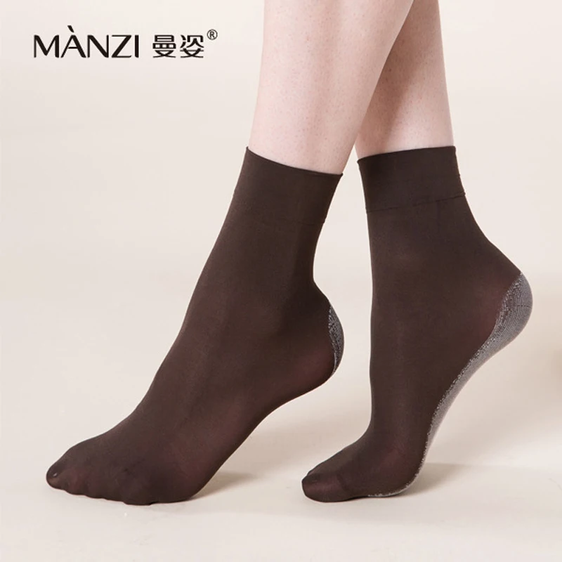 

MZ42001 MANZI women's 100D Bamboo charcoal antiskid velvet short socks deodorization breathable bamboo fiber socks 6pairs/Lot