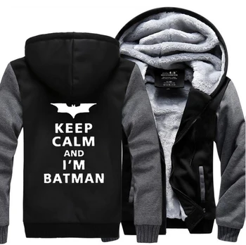 

HAMPSON LANQE Superman Keep Calm I Am Batman Casual Hooded Men 2019 Winter Jackets Warm Fleece Fashion Men's Sweatshirts Hoodies