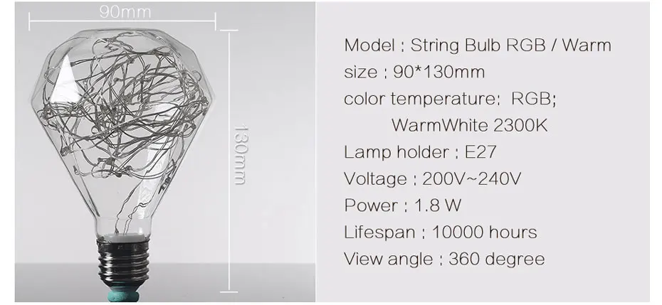 3D Светодиодная лампа Эдисона, ретро красочная E27 AC110V 220V для дома фестиваль Стекло лампада теплый белый рождественские украшения rgb арт светильник лампочка