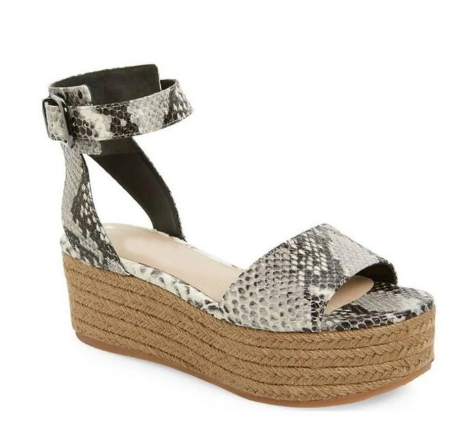 Moda Para Mujer Alpargatas Cuñas de Talón Abierto Zapatos de Plataforma Sandalias de Punta Abierta Hebilla