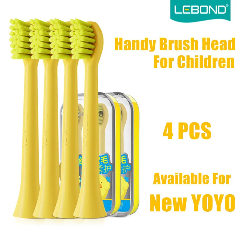 LEBOND Kids Children Electric Toothbrush Head Handy Series 4 Pcs Silicone Material Soft Bristles