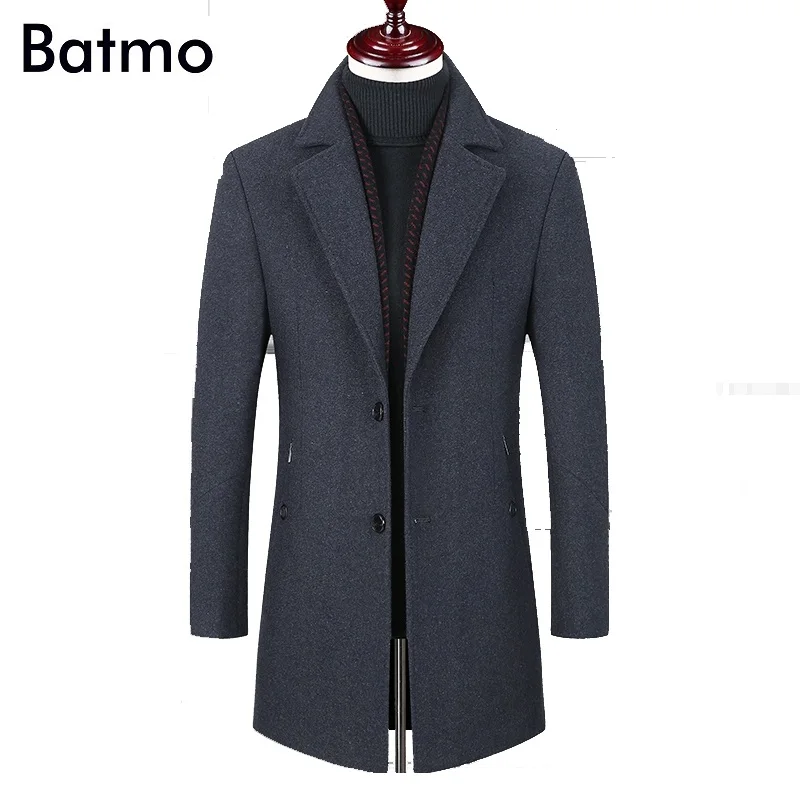 

Новое поступление 2024, зимнее высококачественное шерстяное пальто BATMO для мужчин, мужские серые шерстяные куртки, большие размеры, 1828