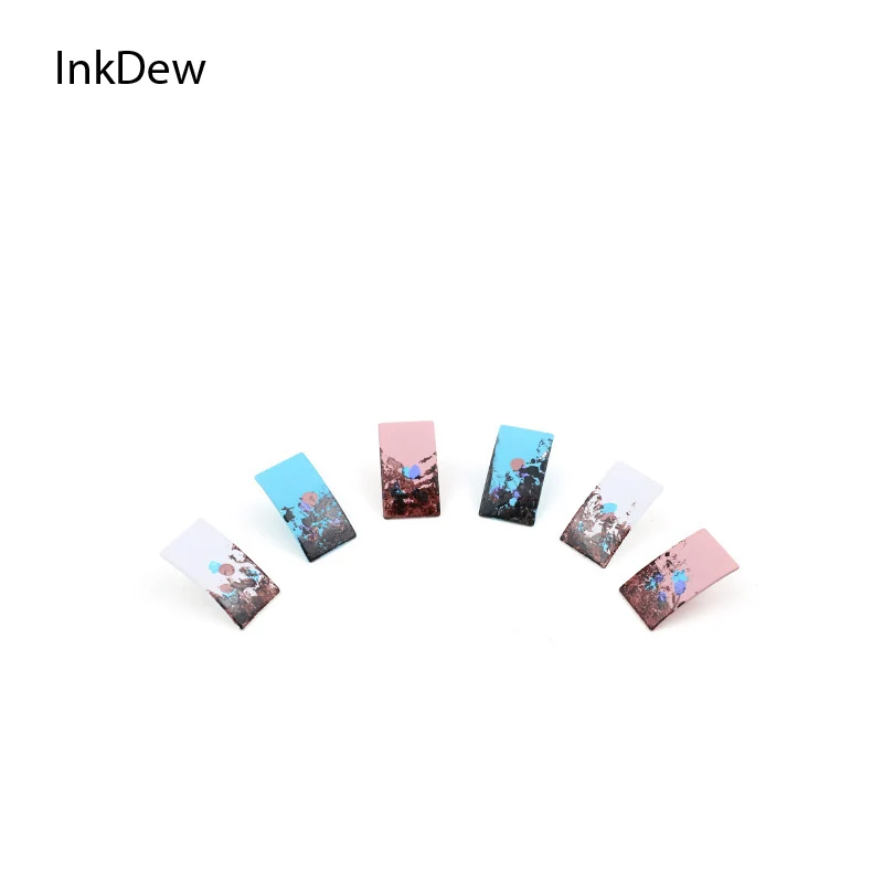 

GWACC Doodle Oil Painting Square Stud Earrings For Women Painted Flowers Earrings Fashion Jewelry Simple Women's Earrings 2019