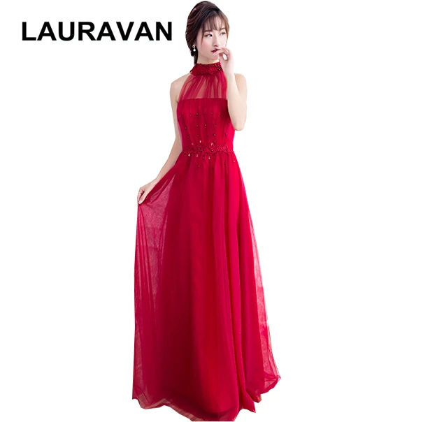 

gown modest burgundy blue red formal halter evening dress special occasion tulle dresses 2020 new long women arrivals gown