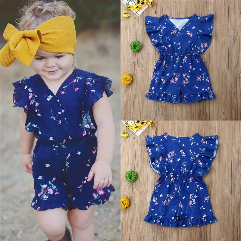 PUDCOCO Fashion Toddler Baby Cotton Girls Clothes Floral Ruffles Romper